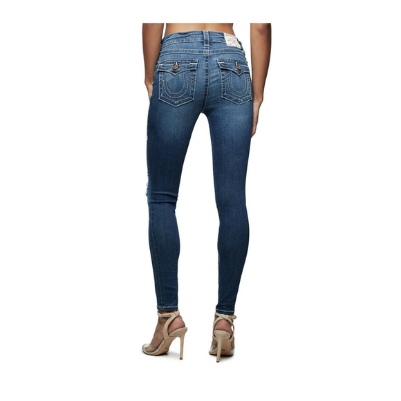 True Religion Women's Jennie Curvy Destroyed Skinny Fit Stretch Jeans w/ Rips - Picture 3 of 6